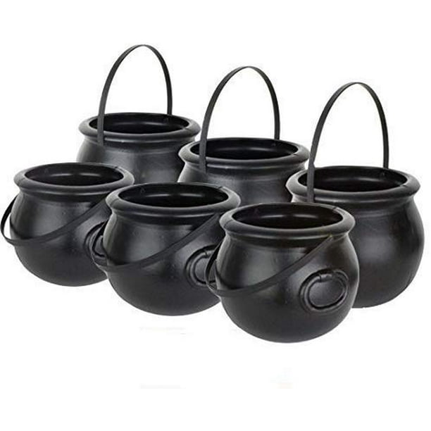 Black Plastic Cauldron Pot with Handle